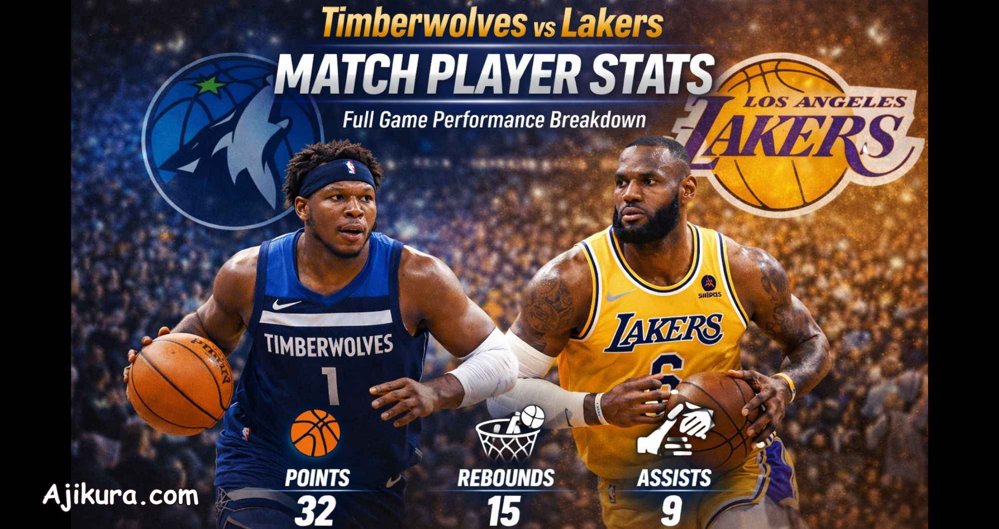 timberwolves vs lakers match player stats