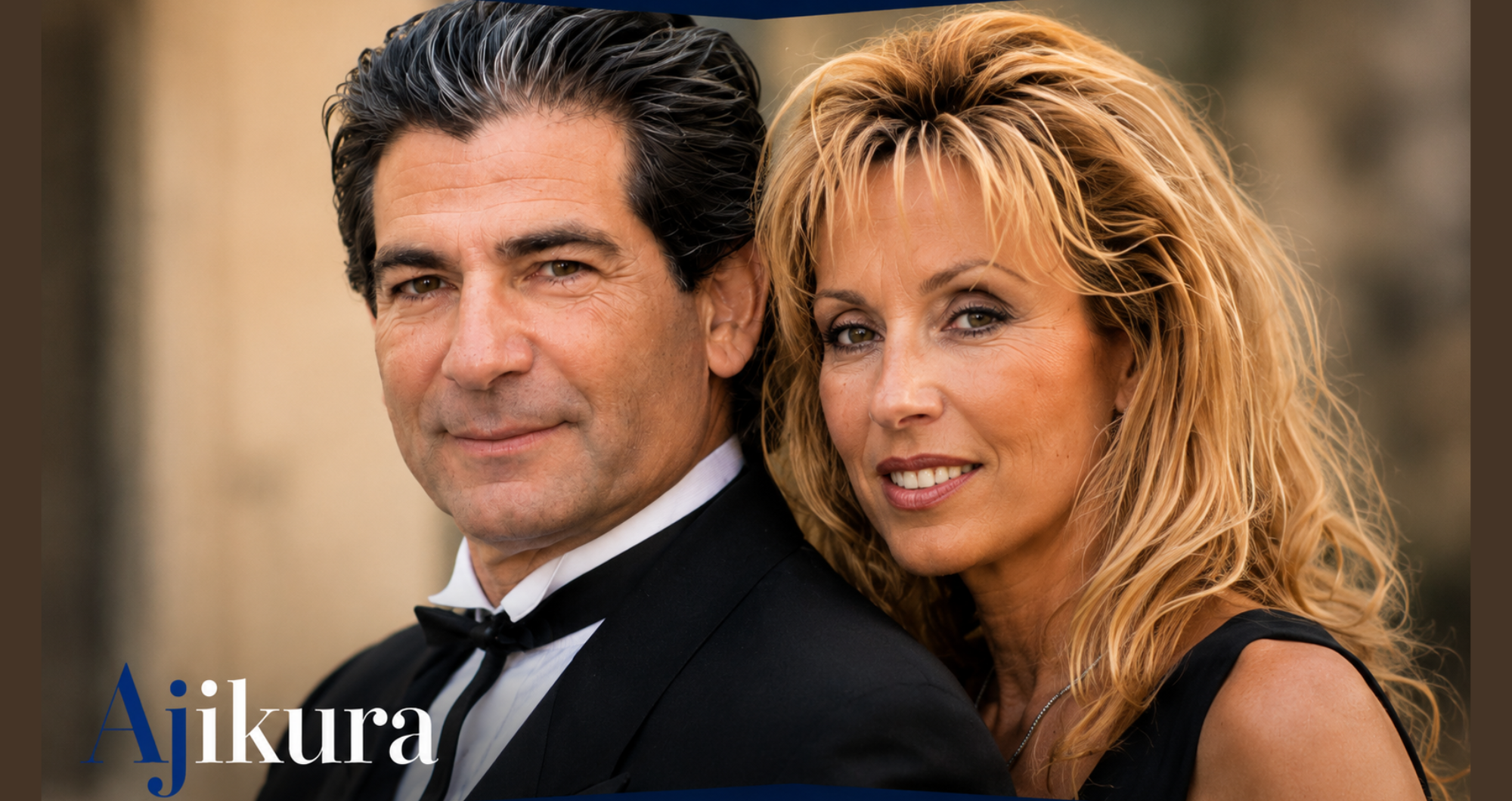 Jan Ashley posing with a man in formal black attire